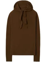 Tory Burch Drawstring Hoodie In Brown