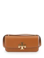 Tory Burch Convertible Eleanor Foldover Top Small Shoulder Bag In Beige