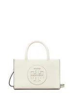 Tory Burch Ella Bio Mini Tote In Warm White/brass