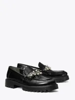 Tory Burch Embellished Classic Lug Loafer In Perfect Black