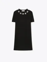 Tory Burch Embroidered Sweater Dress In Black