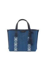 Tory Burch Perry Small Shopping Denim Bag In Azul