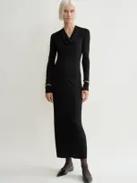 Totême Draped V-neck Dress Black