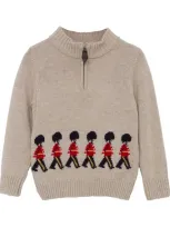 Trotters Kids' Marching Guardsman Half-zip Sweater In Beige