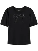 Twinset Bow Embroidery T-shirt In Black