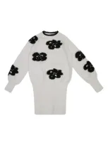 Twinset Kids' Floral-intarsia Jumper In Neutrals