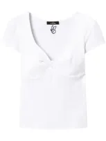 Twinset Knot-detailing Ribbed-knit T-shirt In White