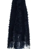 Twp Cry Me A River Silk-organza Maxi Skirt In Navy