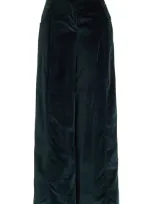 Twp Demie High-rise Velvet Straight-leg Pants In Green