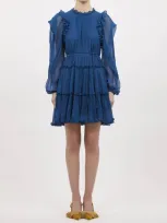 Ulla Johnson Gaelle Ruffle-detailing Dress In Blue