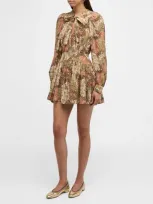 Ulla Johnson Maris Paisley Long-sleeve Mini Dress In Aura