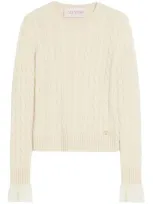 Valentino Ruffled Cuff-detailing Jumper In Neutrals