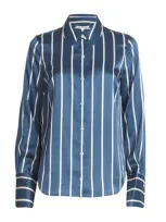 Veronica Beard Silk-blend Striped Monique Shirt In Blue