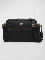 Versace Baby Barocco Logo Changing Bag In Black