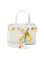 Versace Jeans Couture Barocco Scarf Faux-leather Tote Bag In White