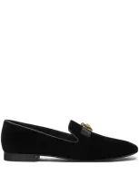 Versace Medusa Velvet Loafers In Black