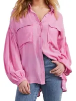 Vici Collection Elowen Balloon Sleeve Button-up Shirt In Pink