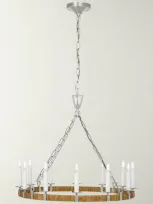 Visual Comfort Signature Darlana Wrapped 30" 12-light Ring Chandelier By Chapman & Myers In Polished Nickel/natural