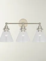 Visual Comfort Signature Parkington 3-light Bath Bar Light By Chapman & Myers In Polished Nickel/clear