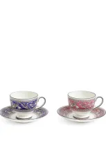 Wedgwood Set Of 2 Florentine Teacups & Saucers In Multi