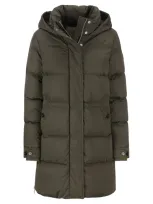 Woolrich Alsea Hooded Down Jacket In Verde