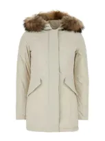 Woolrich Luxury Artic Raccoon Parka In Off White