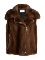 Yves Salomon Mink Gilet In Beige