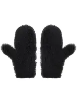 Yves Salomon Panelled Ribbed-knit Mittens In Grey