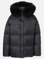 Yves Salomon Shearling-trimmed Down Jacket In Black