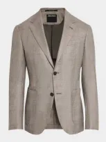 Zegna Men's Melange Windowpane Sport Coat In Medium Gray Check