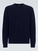 Zegna Pullover A Costine Oasi Cashmere In Ink Blue