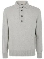 Zegna Wool And Cashmere Polo In Light Grey