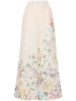 Zimmermann Halliday Floral Palazzo Trousers In Pink