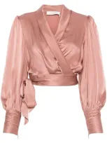 Zimmermann Silk Wrap Top In Pink