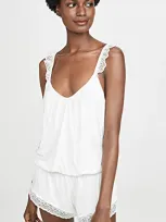 Eberjey Iona Point D'esprit Tulle-trimmed Stretch-modal Playsuit In White