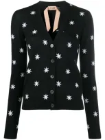 N°21 Star Print V-neck Cardigan In Black