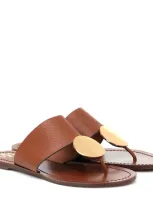 Tory Burch Embellished Leather Sandals In Brown