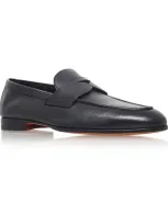 Santoni Carlos Penny Loafers In Black