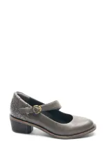 Halsa Footwear Mia Mary Jane In Dark Grey Leather