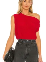 Norma Kamali X Revolve Drop Shoulder Top In Tango