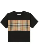 Burberry Babies' Black Cotton Check T-shirt