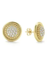 Lagos 18k Gold & Ceramic Meridian Diamond Stud Earrings In White/gold