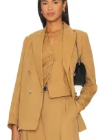 Vince Double-breasted Blazer In Amber Wave