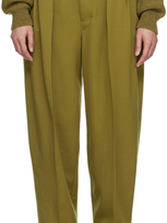 Lemaire Pleated Wool-gabardine Tapered Trousers In Green